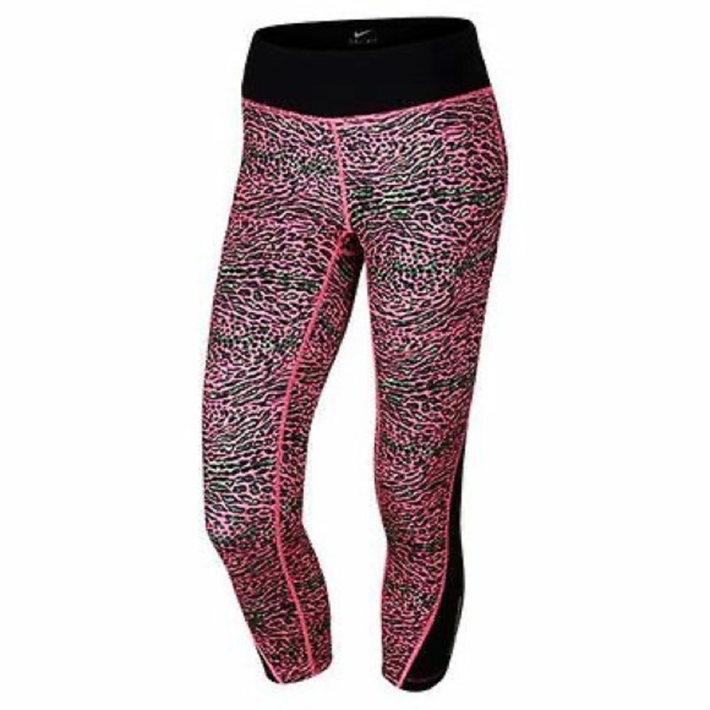Women Nike Racer Leopard Print Capri Leggings SzXS